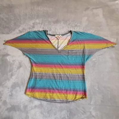 Op T Shirt Juniors XL 15-17 Multicolor Striped Tie Sleeve V-neck Ocean Pacific • £5.14