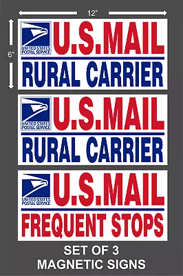 Set Of 3 U.S. Mail Delivery Magnetic Signs. Rural Delivery Carrier USPS - 6 X12  • $30