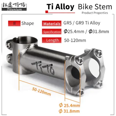 TITO Ti Titanium Bicycle Stem 1 Inch 31.8mm 5º XC DH MTB Road Bike Stem 50-120mm • $80.99