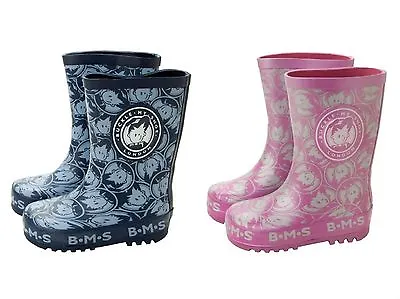 £7.99 • Buy Children's Buckle My Shoe Pattern Wellingtons Blue Or Pink Welly Rain Boot