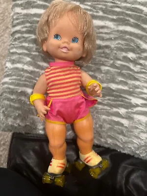 Vintage 1982 Mattel Baby Skates Doll Roller 1980s Wind Up Toy GM - Works! • $15