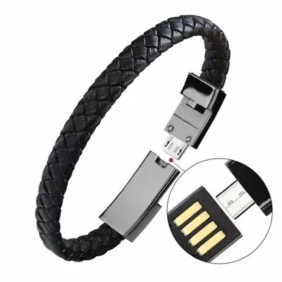Bracelet Data Charging Cable Outdoor Portable Leather Mini Micro USB Sync Cord • $10.99