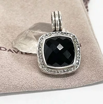 David Yurman 14mm Black Onyx Diamond Albion Enhancer Pendant .925 • $795
