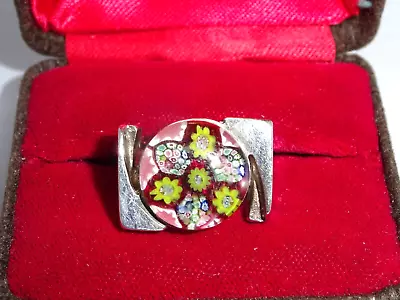 Vintage Sterling Silver Caithness Millefiori Ring Size J London 1971 • £69.99