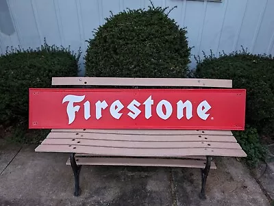 Vintage Firestone 6ft Tire Sign Embossed Metal Grace • $550