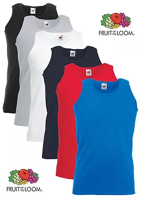 Fruit Of The Loom Plain Cotton Tank Top Athletic Vest Singlet Sleeveless T-Shirt • £5.99