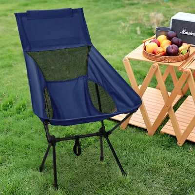 Outdoor Camping Folding Chair Lightweight Portable Seat High Back Fishing Chair • £13.95