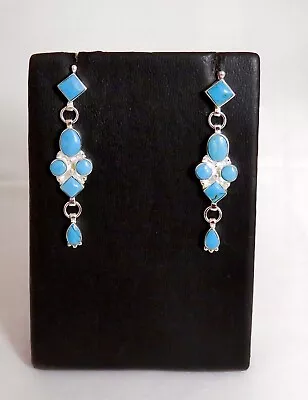 $29.75 • Buy Native American Inspired/Sterling Silver Turquoise Dangle Earrings