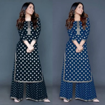 $43.99 • Buy Pakistani Readymade Salwar Kameez Set Indian Designer Palazzo Kurta Suit Set Top