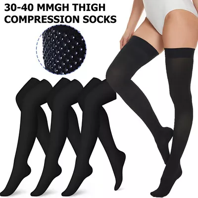 Compression Stockings20-30mmHg SupportWomen & Men Thigh Length Hose Closed Toe • $23.98