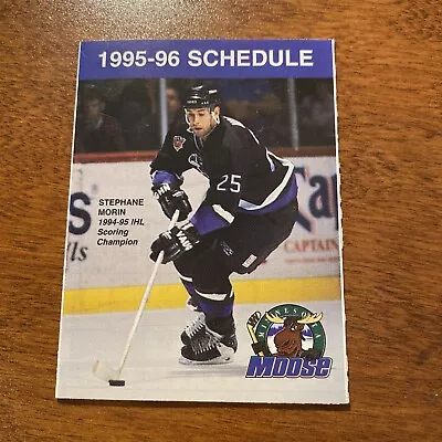 IHL Minnesota Moose Vintage Defunct 1995-96 Team Logo Hockey Pocket Schedule • $5