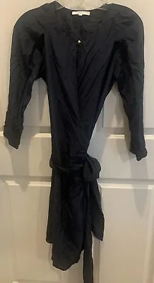 Vanessa Bruno Women's Dark Blue Wrap Dress Size 40 Silk 3/4 Sleeves • $39.99