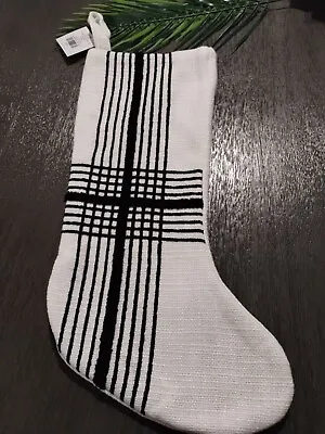 19  White With Black Magnolia Cottage Plaid Christmas Stockings Unique Rare • $14