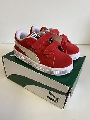 Puma Suede Classic XXI V Infant High Risk Red In Uk 7 BRAND NEW • £34.99