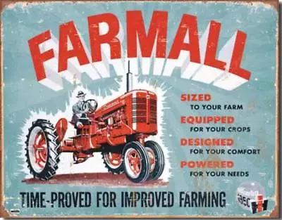 Farmall Model A 1950's Vintage Tractor Improved Farming Metal Sign Made In USA • $19.95