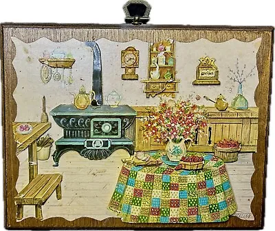 Vintage Country Kitchen 3D Paper Art Wall Decor Wooden Base • $15