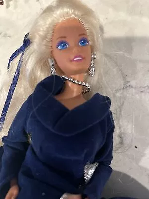 Vintage Winter Velvet Barbie Doll Dressed No Shoes Fashion Doll • $8