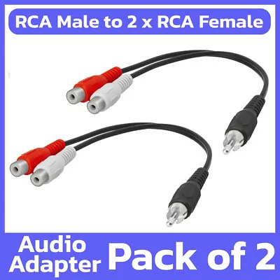 2 Pack RCA Plug To 2xRCA Jack Adapter Headphone Speakers Audio Y Splitter Cable • $8.49