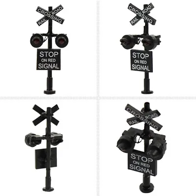 2pcs N Gauge 1:150 Model Railroad Crossing Signals Two-heads Red LEDs • £9.59