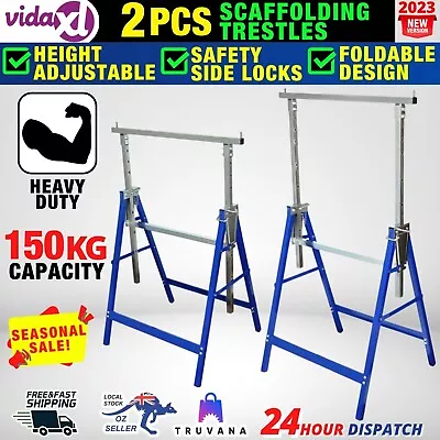 2 Scaffolding Trestles Building Handyman Works Scaffold Saw Horse Bench 150KG AU • $130.29