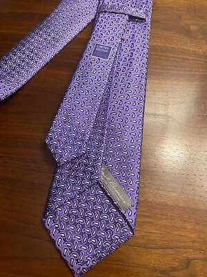 DANIEL CREMIEUX SIGNATURE Mens Purple PAISLEY Silk 7-FOLD Tie Italy Limited • $40