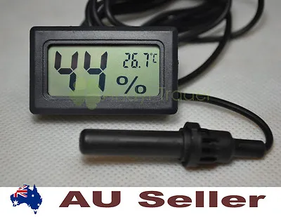 Digital Thermometer & Hygrometer Hygro-temperature Probe For Reptiles Incubators • $14.46