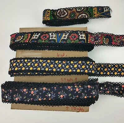 20+yds Vintage Lot Floral Print Crocheted Edge Fabric Trim Calico Shabby Chic • $18