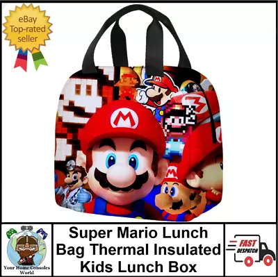 Super Mario Lunch Bag Thermal Insulated Kids Lunch Box School • £7.99