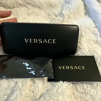 Versace Sunglasses Eyeglasses Leather Hard Case With Cleaning Cloth • $13.99