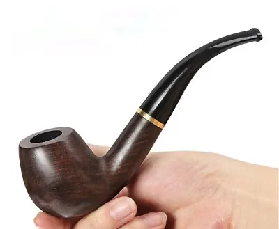 New Tobacco Pipe Classic Ebony Wood Tobacco Smoking Pipes 9mm Filter Element • $22.99