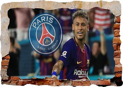 £29.99 • Buy Neymar Barcelona Club Football 3d Smashed Wall View Sticker Poster Mural Art 745