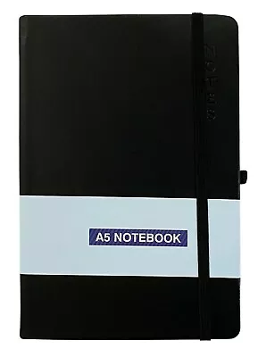 A5 Lined Hardback Notebook Notepad Ruled Noted Journal Diary Premium Book Black • £3.99