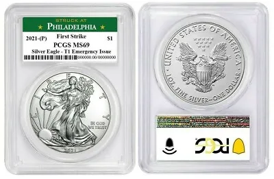 2021 P Silver American Eagle $1 Emergency T1 Pcgs Ms69 First Strike • $40.36