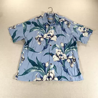 Tommy Bahama Hawaiian Shirt Mens XL 100% Silk Light Blue Floral Beach Casual • $19.95