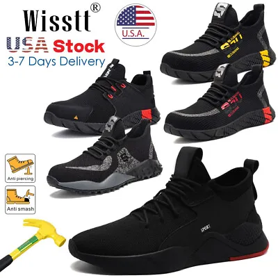 Men's Breathable Safety Shoes Steel Toe Sneakers Indestructible Work Boots ESD • $28.99