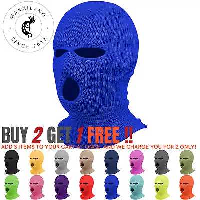 Winter Ski Mask 3 Hole Knitted Skull Balaclava Beanie Hat Men Outdoor Sports Cap • $5.75