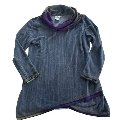 Parsley & Sage Sweater Womens Medium Navy Blue Long Sleeve Cowl Neck Crossover • $11.99