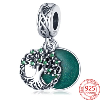 $28.90 • Buy GREEN WISHING TREE S925 Sterling Silver Dangle Charm By Charm Heaven