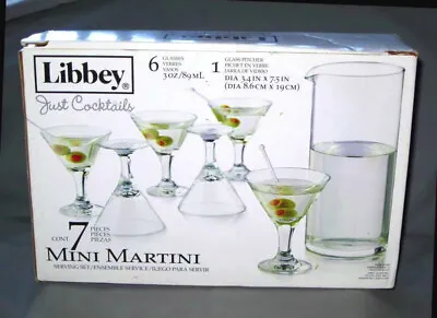 Libbey Just Cocktails Mini Martini Set 6 Glasses And 1 Pitcher • $29.95