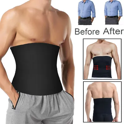 Mens Tummy Tuck Belt Body Shaper Seamless Control Slimming Trimmer Waist Trainer • £6.79