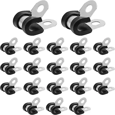 20Pcs 1/4  Stainless Steel Cable Clamps Rubber Cushioned Insulated Pipe Clamp R • $17.49