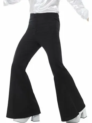 £16.75 • Buy Mens 1960s 1970s Flares Adult Disco Flared Trousers Hippie Fancy Dress Black