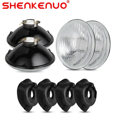 5.75  Round Glass Headlight Lamp Housing Fit For H4 LED HID Halogen Bulbs 4Pcs • $70.99