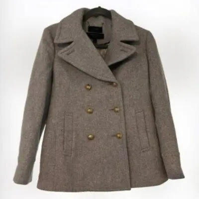 J. Crew Majesty Stadium Cloth Gray Pea Coat Womens Size 4P Wool • $100