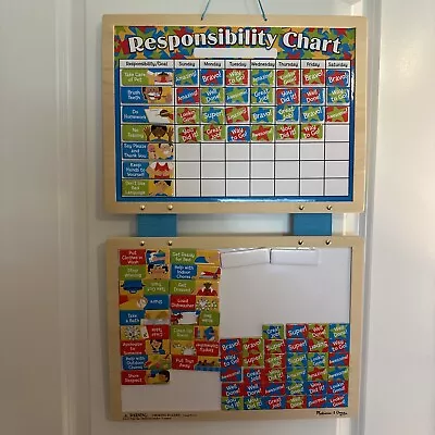 Melissa & Doug Magnetic Responsibility Chart - Chore Chart Fabric-Hinged Boards • $0.99