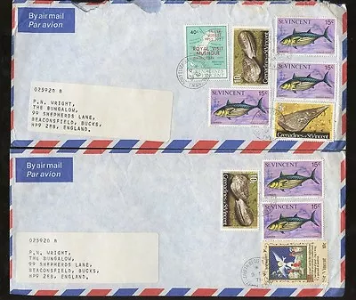 ST VINCENT 1977-82...26 Stamps On 7 AIRMAIL COVERS MULTI FRANKINGS • $18.66