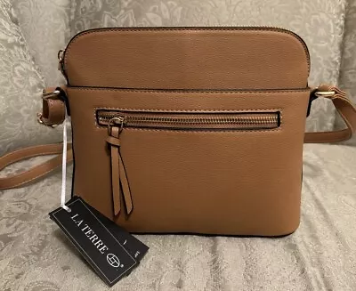 LA TERRE Crossbody Bag Vegan Leather Shoulder Bag Purse With Zipper Pocket NWT • $10