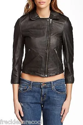 Nwt Muubaa Kosi Crop Leather Biker Jacket Skinny Black 6 (xs S) Uk 10 • $114.99