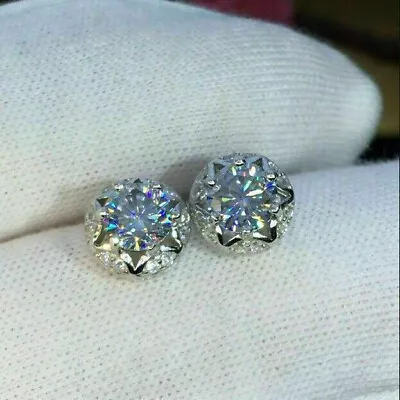 2.00Ct Round Cut Moissanite Women's Martini Stud Earrings 14k White Gold Plated • $140.27