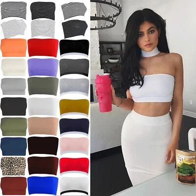 £2.99 • Buy Women's Ladies Boobtube Strapless Bandeau Stretchy Vest Bra Cropped Crop Top